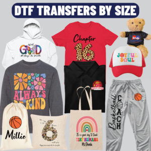 dtf transfer by size custom sheet prints
